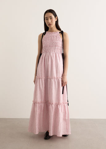 Shibori Pleat Maxi Smock Slip Dress