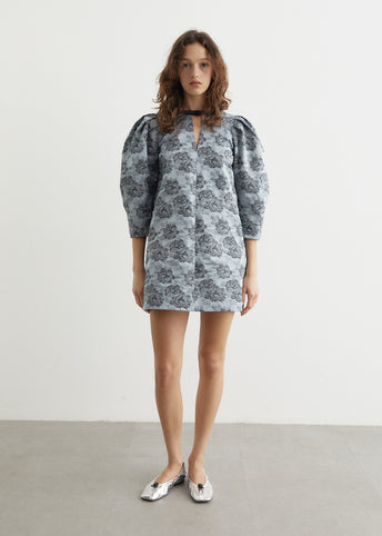 ★Ganni★ Mini Botanical Jacquard Tie Strap One Piece Peacoa Ganni | Dresses | Ganni Botanical Jacquard Tie Strap Mini