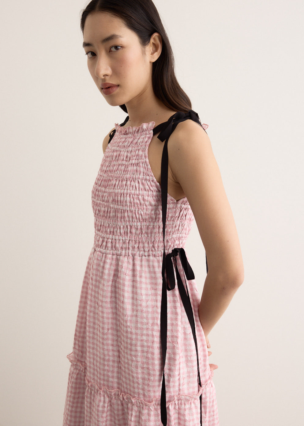 Shibori Pleat Maxi Smock Slip Dress