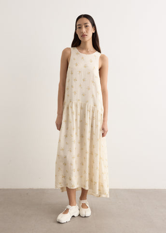 Printed Viscose Habotai Long Dress