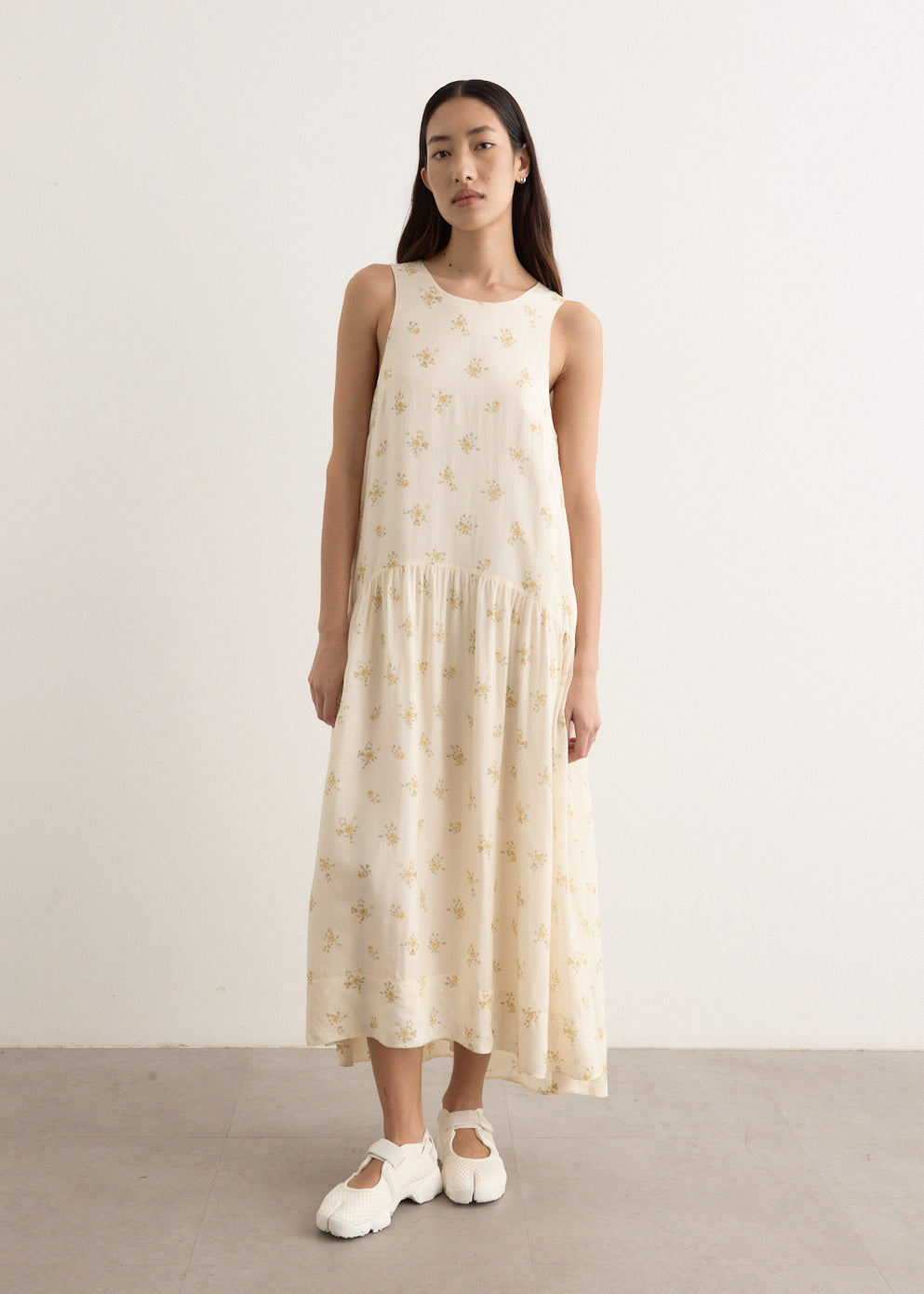 Printed Viscose Habotai Long Dress
