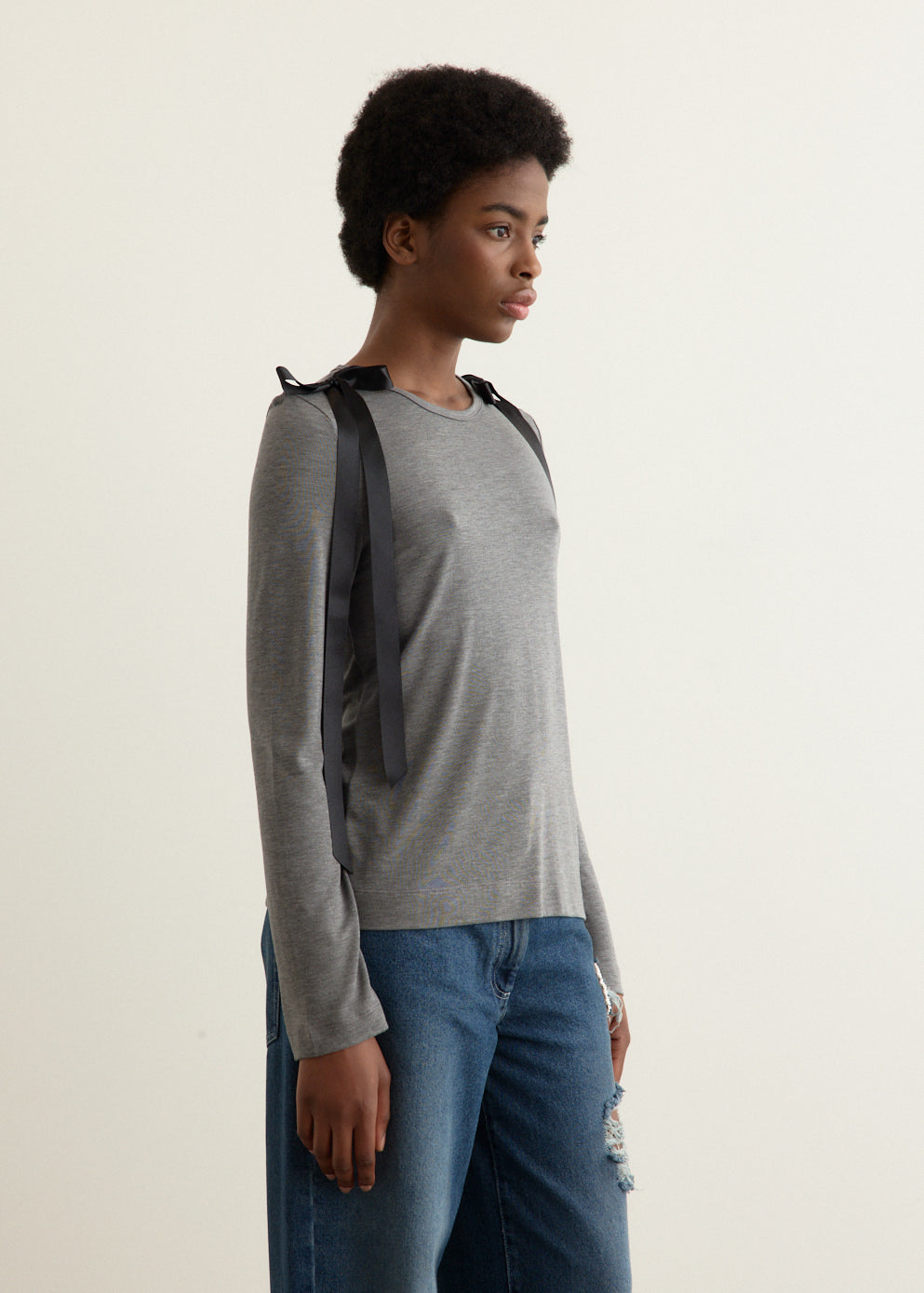 Bow Ribbon Tail Long Sleeve T-Shirt