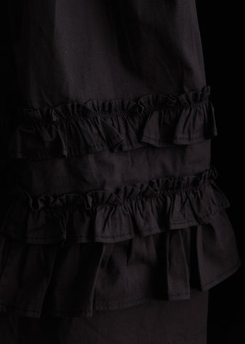 Stretch Cotton Mini Strap Dress With Frills