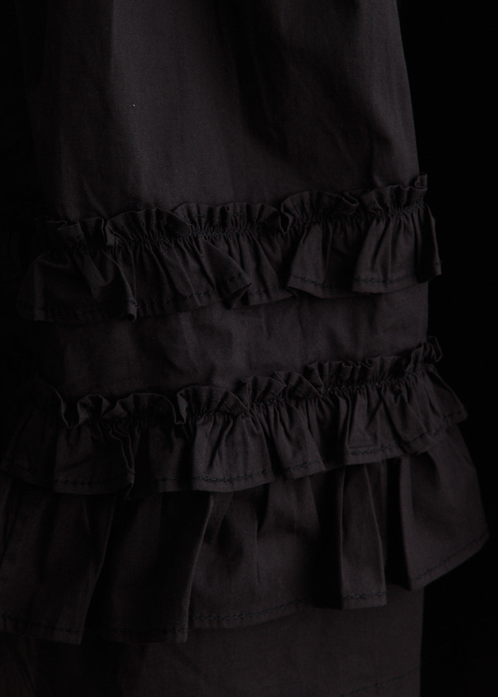Stretch Cotton Mini Strap Dress With Frills