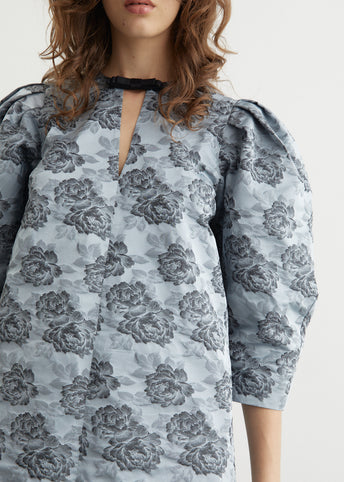 Botanical Jacquard A-Shaped Mini Dress