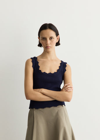 Lace Edge Sleeveless Knit Top