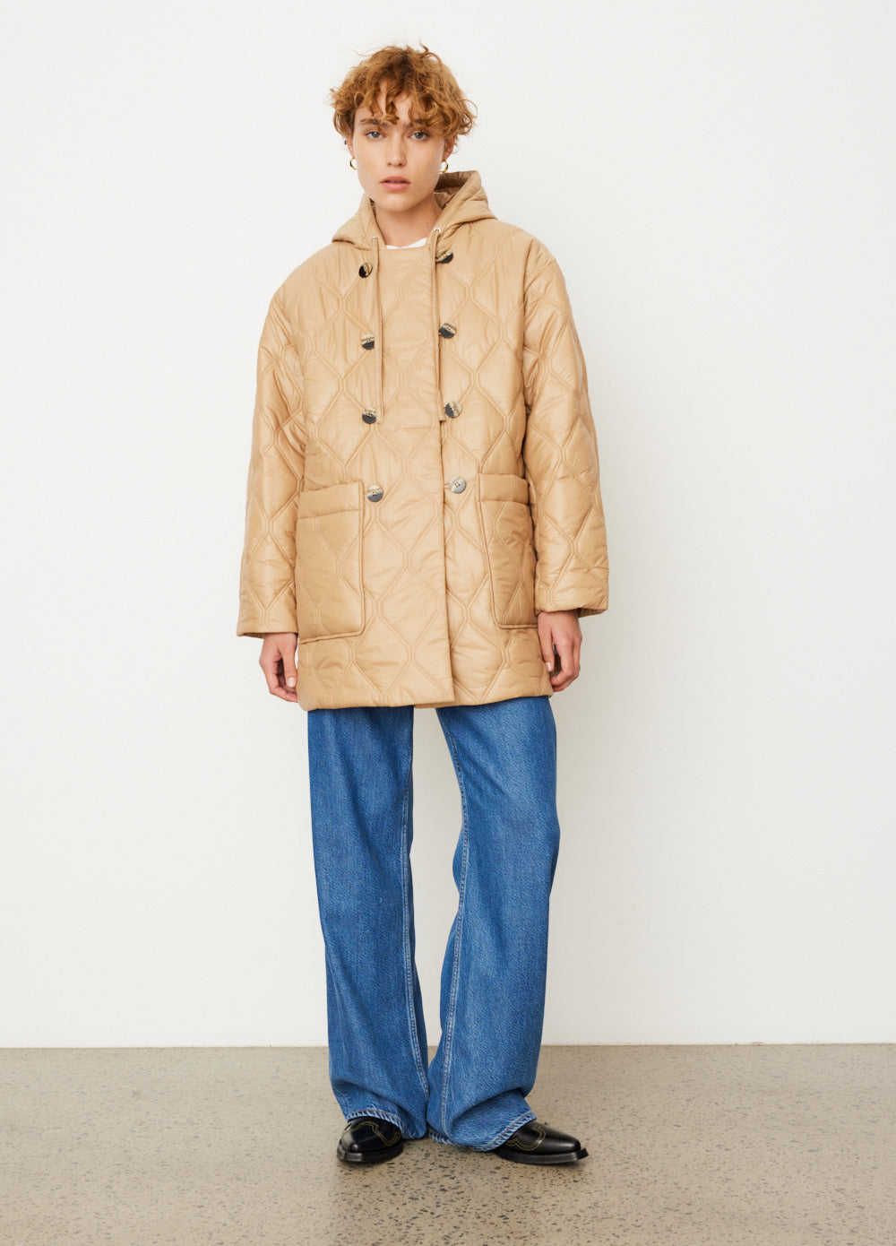 Shiny Quilt Hooded Jacket