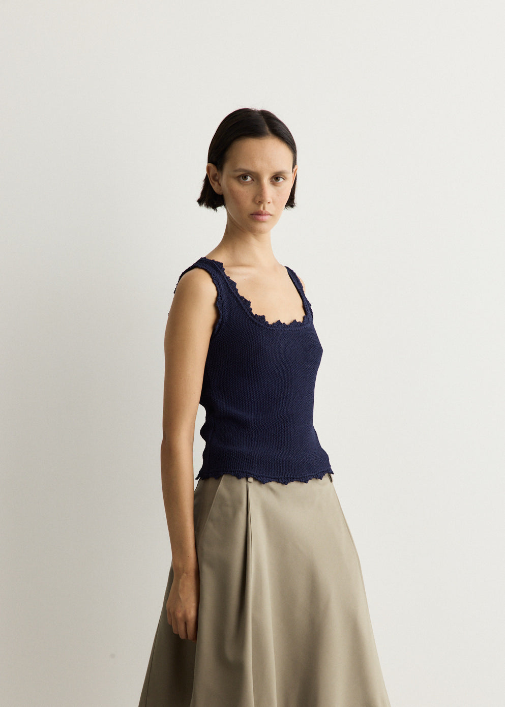 Lace Edge Sleeveless Knit Top