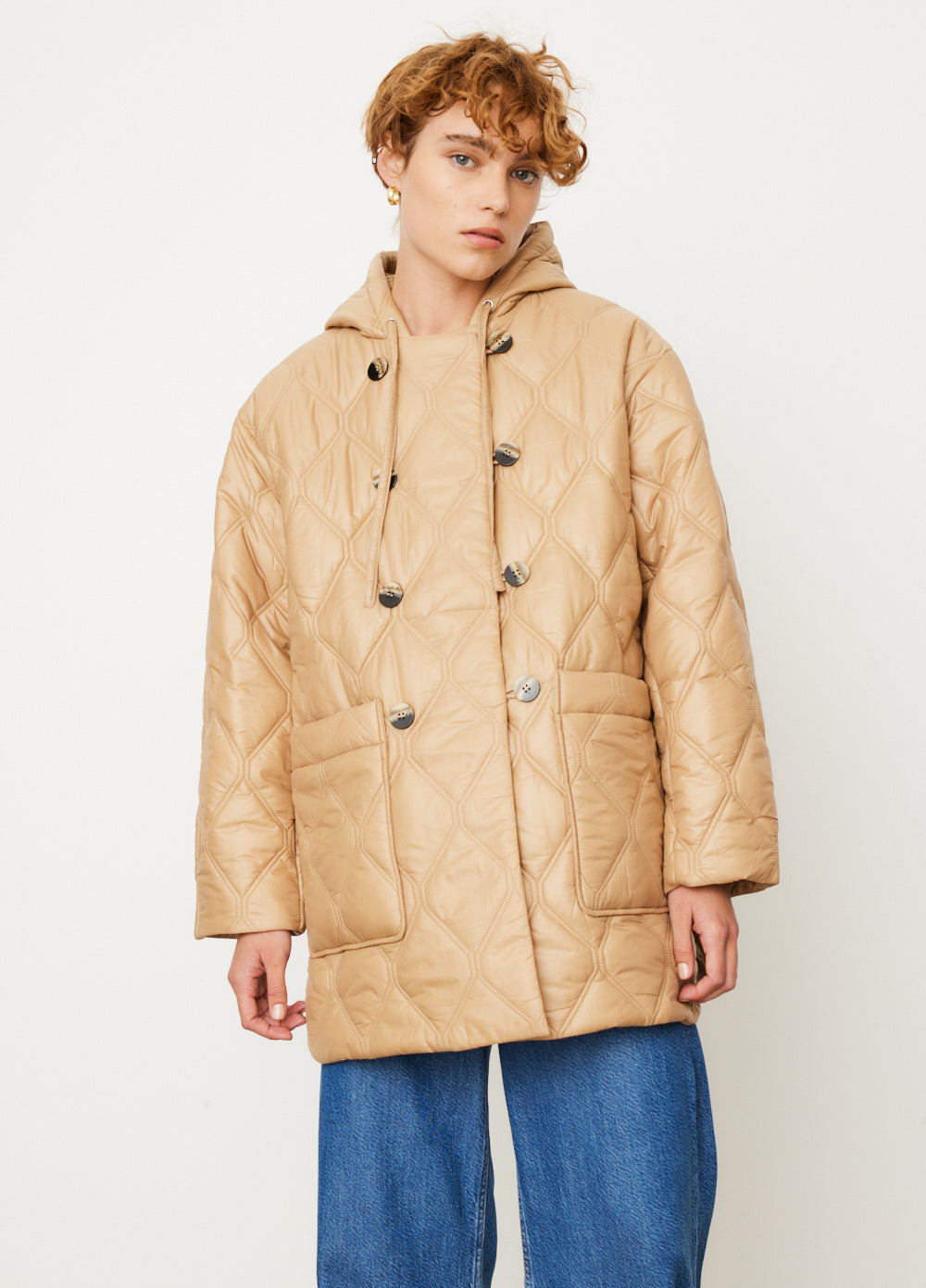 Shiny Quilt Hooded Jacket