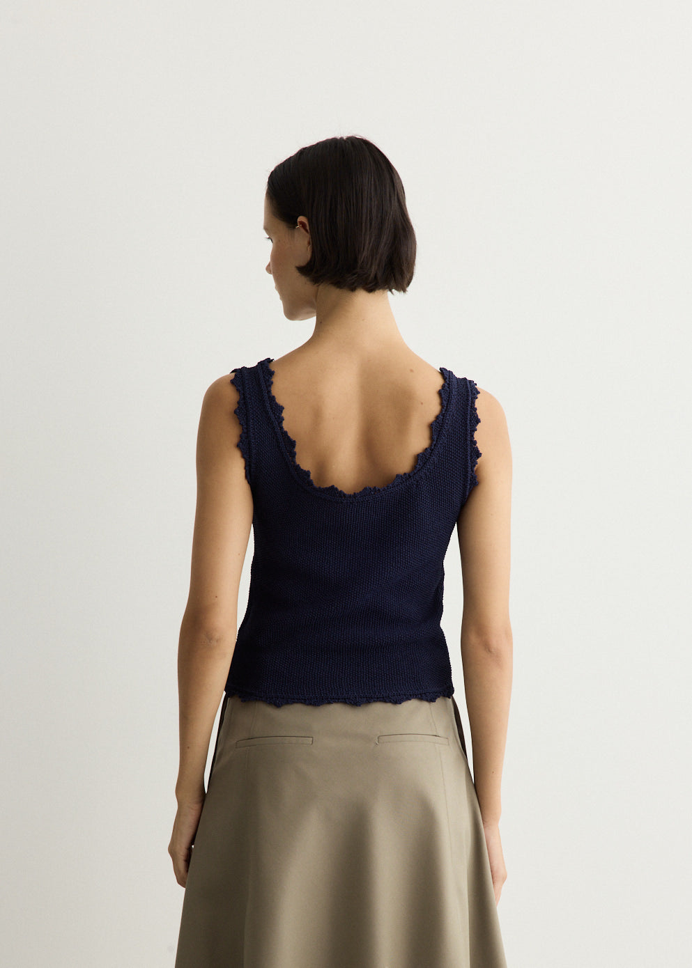 Lace Edge Sleeveless Knit Top