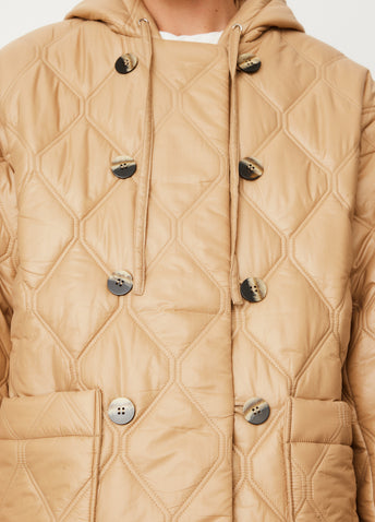 Shiny Quilt Hooded Jacket