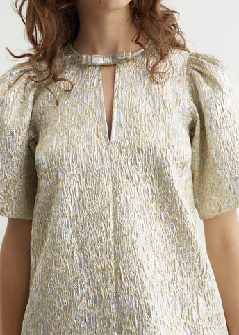 Metallic Cloque A-Shaped Mini Dress