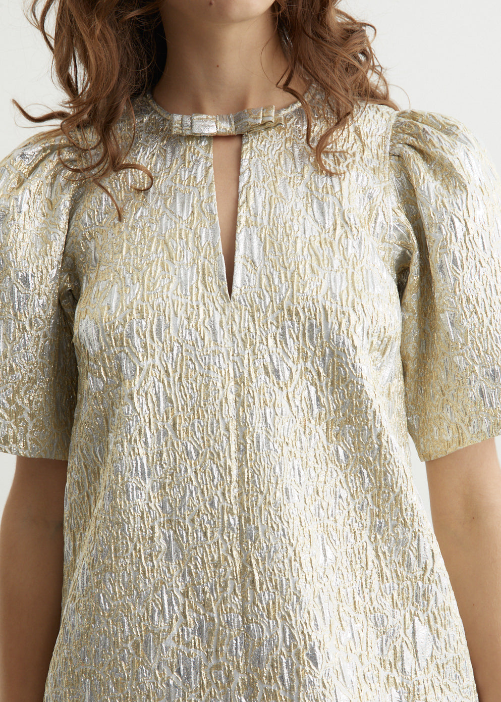 Metallic Cloque A-Shaped Mini Dress