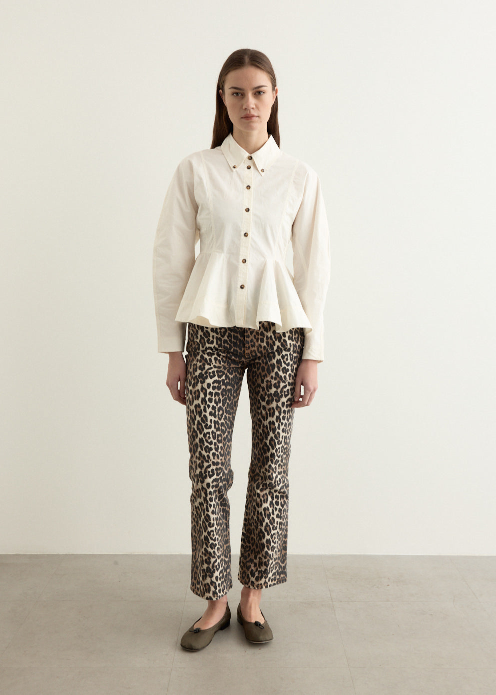 Stretch Cotton Peplum Shirt