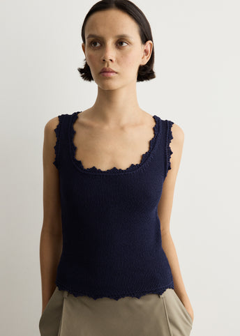 Lace Edge Sleeveless Knit Top