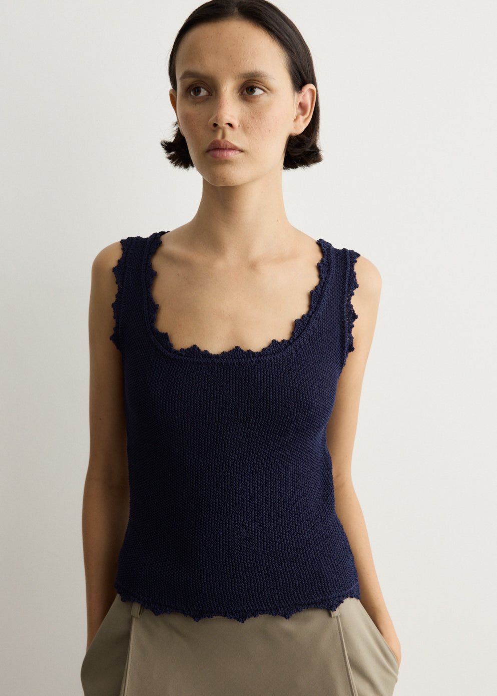 Lace Edge Sleeveless Knit Top