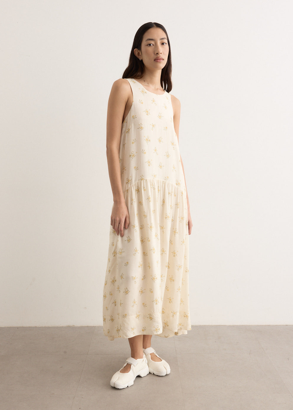 Printed Viscose Habotai Long Dress