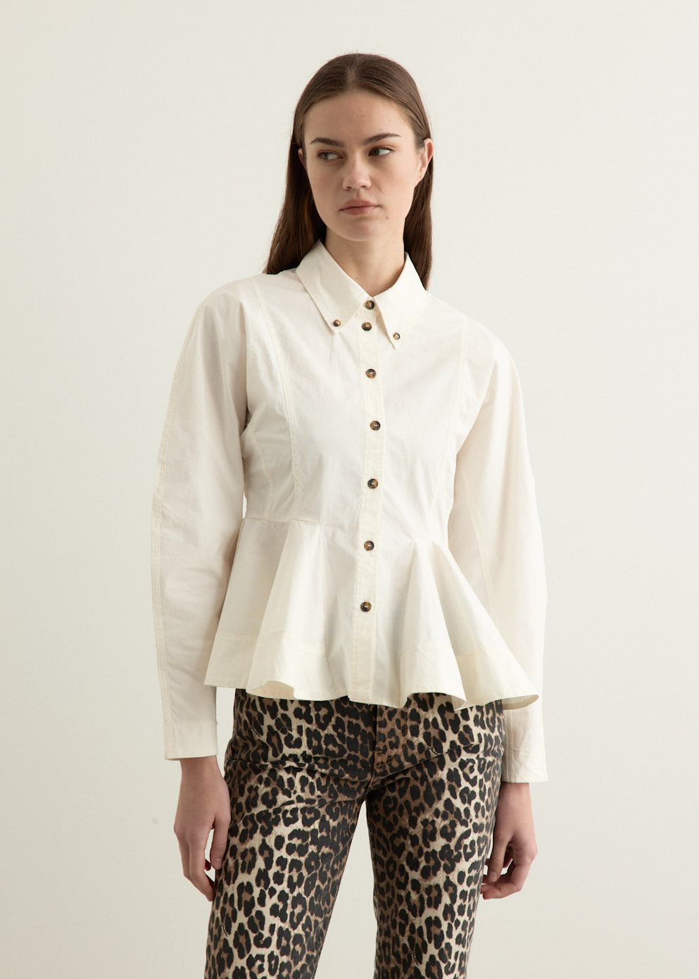Stretch Cotton Peplum Shirt