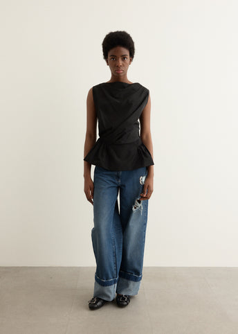 Draped Bind Peplum Top
