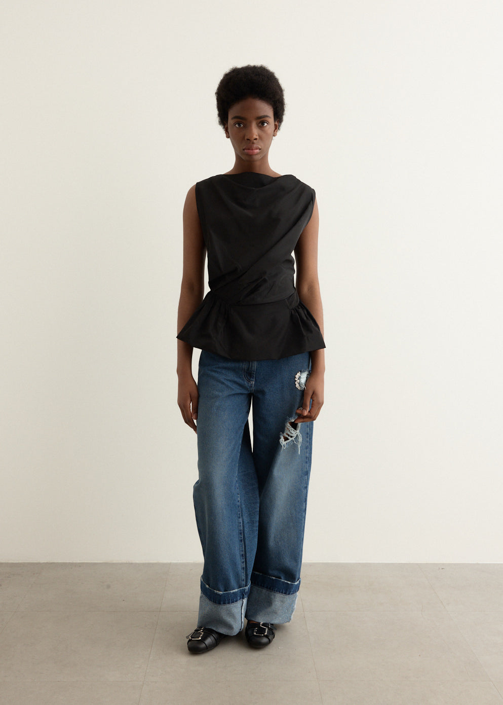 Draped Bind Peplum Top