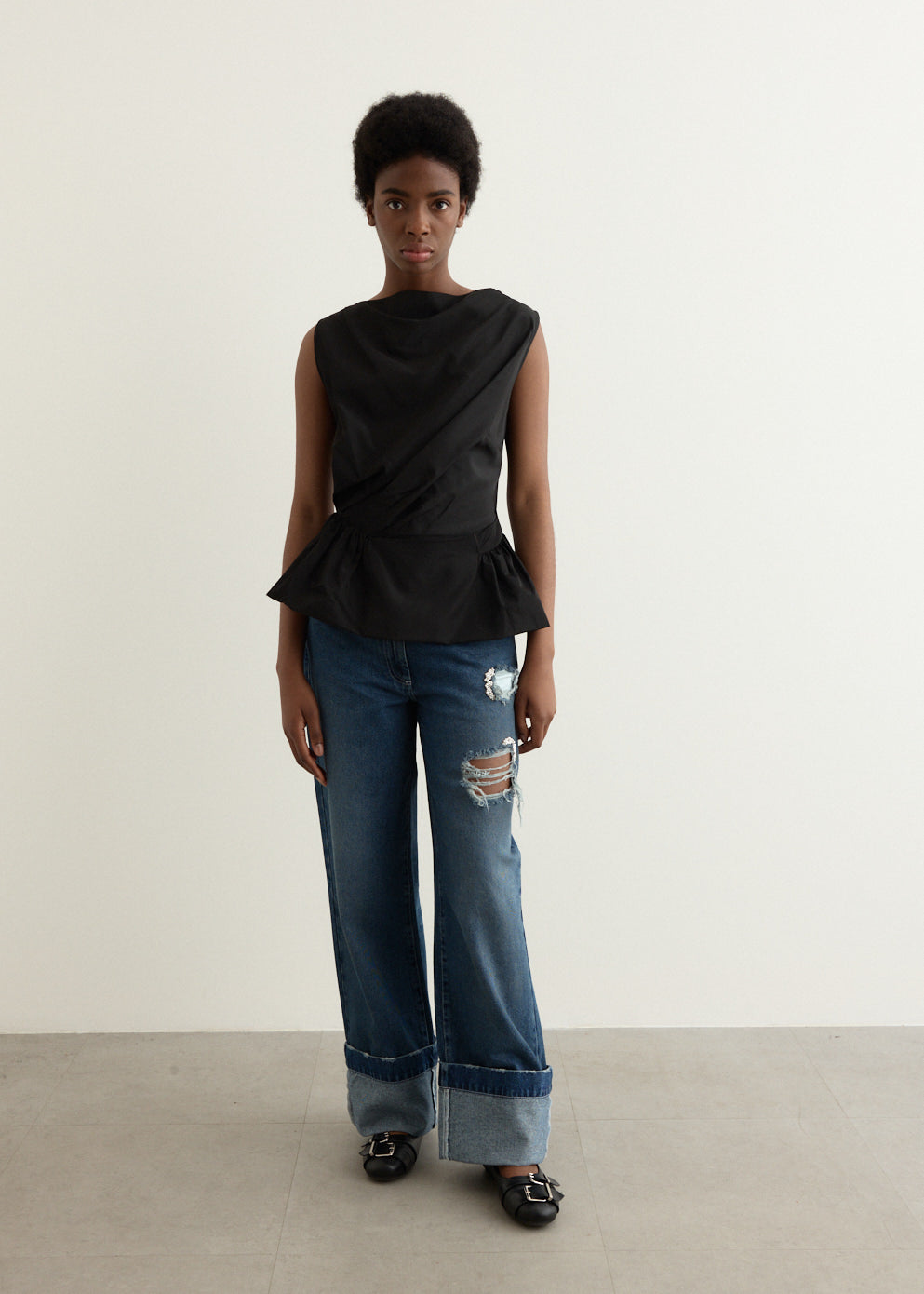 Draped Bind Peplum Top