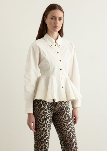 Stretch Cotton Peplum Shirt