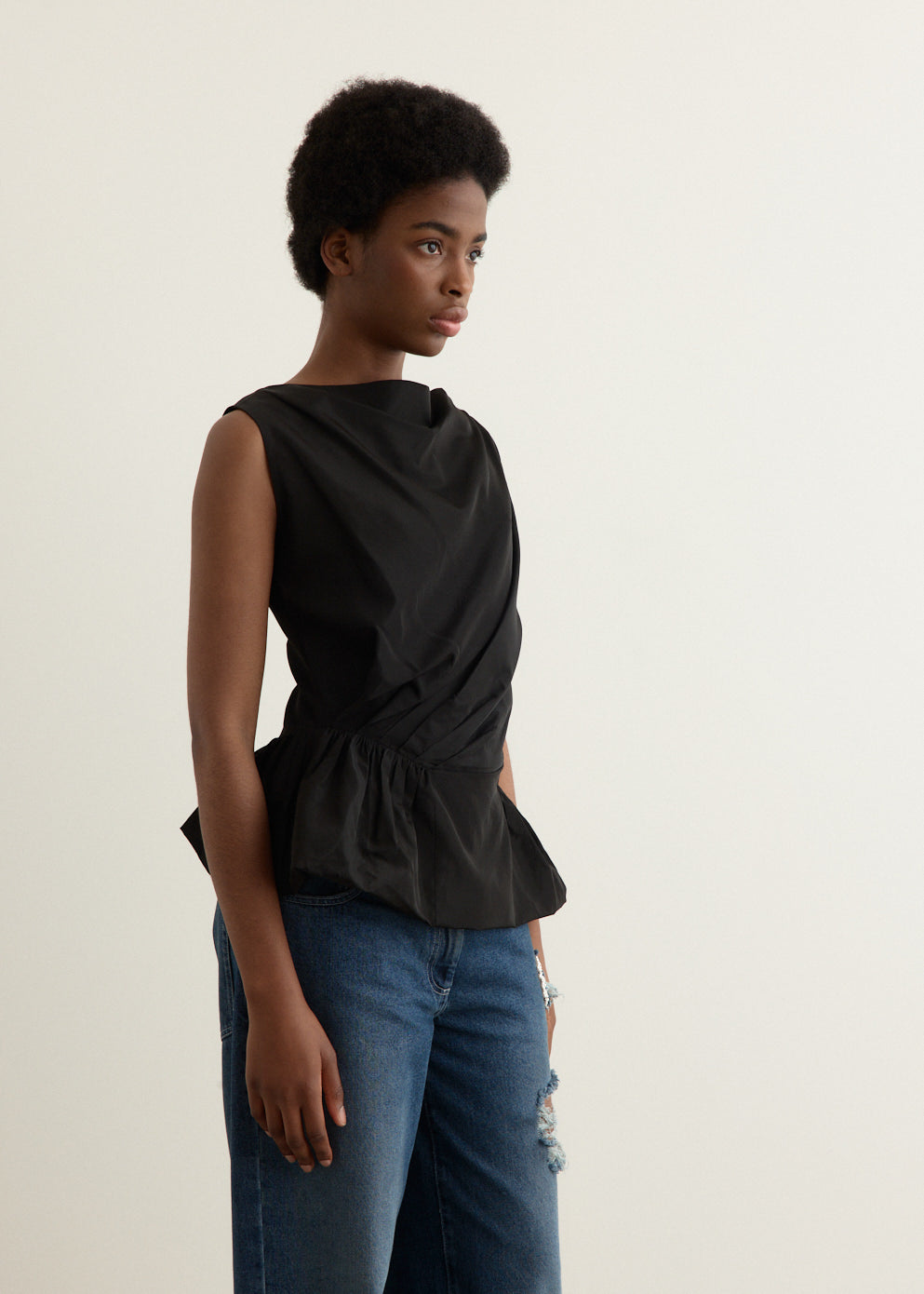 Draped Bind Peplum Top