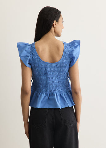 Stretch Cotton Angel Sleeve Smocked Top