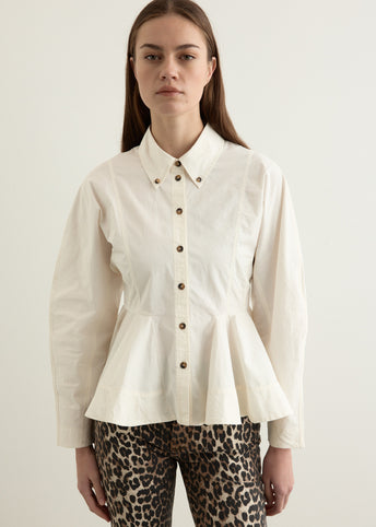 Stretch Cotton Peplum Shirt