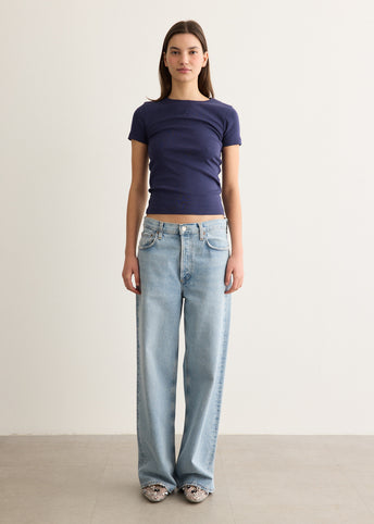Moon Logo Ribbed Jersey T-Shirt