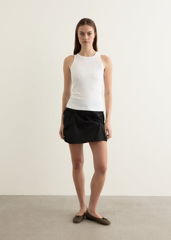 Nylon Tuck Detail Mini Skirt
