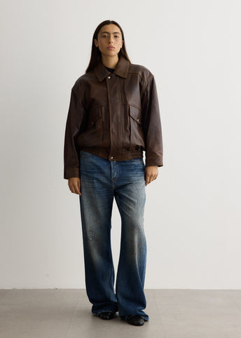 Unisex Oversized Vintage Leather Blouson