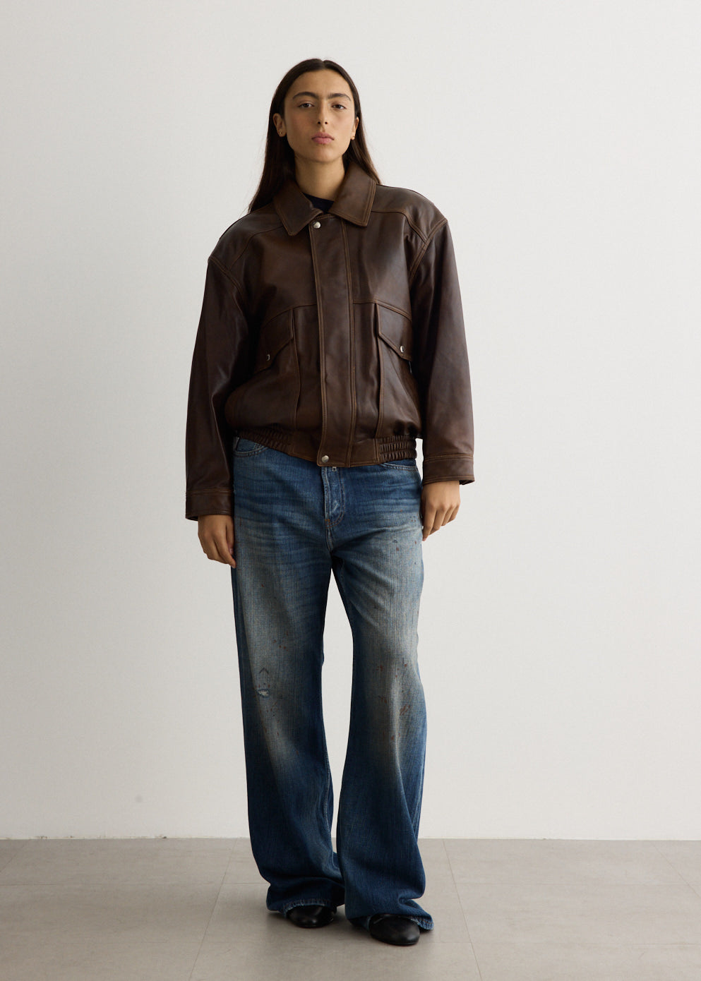 Unisex Oversized Vintage Leather Blouson