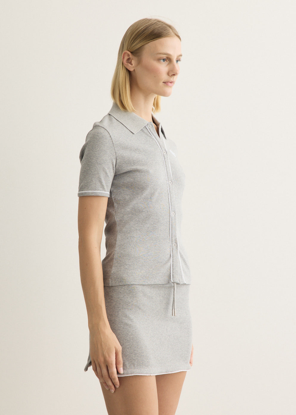 Light Ribbed Jersey Polo T-Shirt