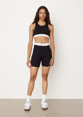 Serif Logo Ribbed Biker Shorts