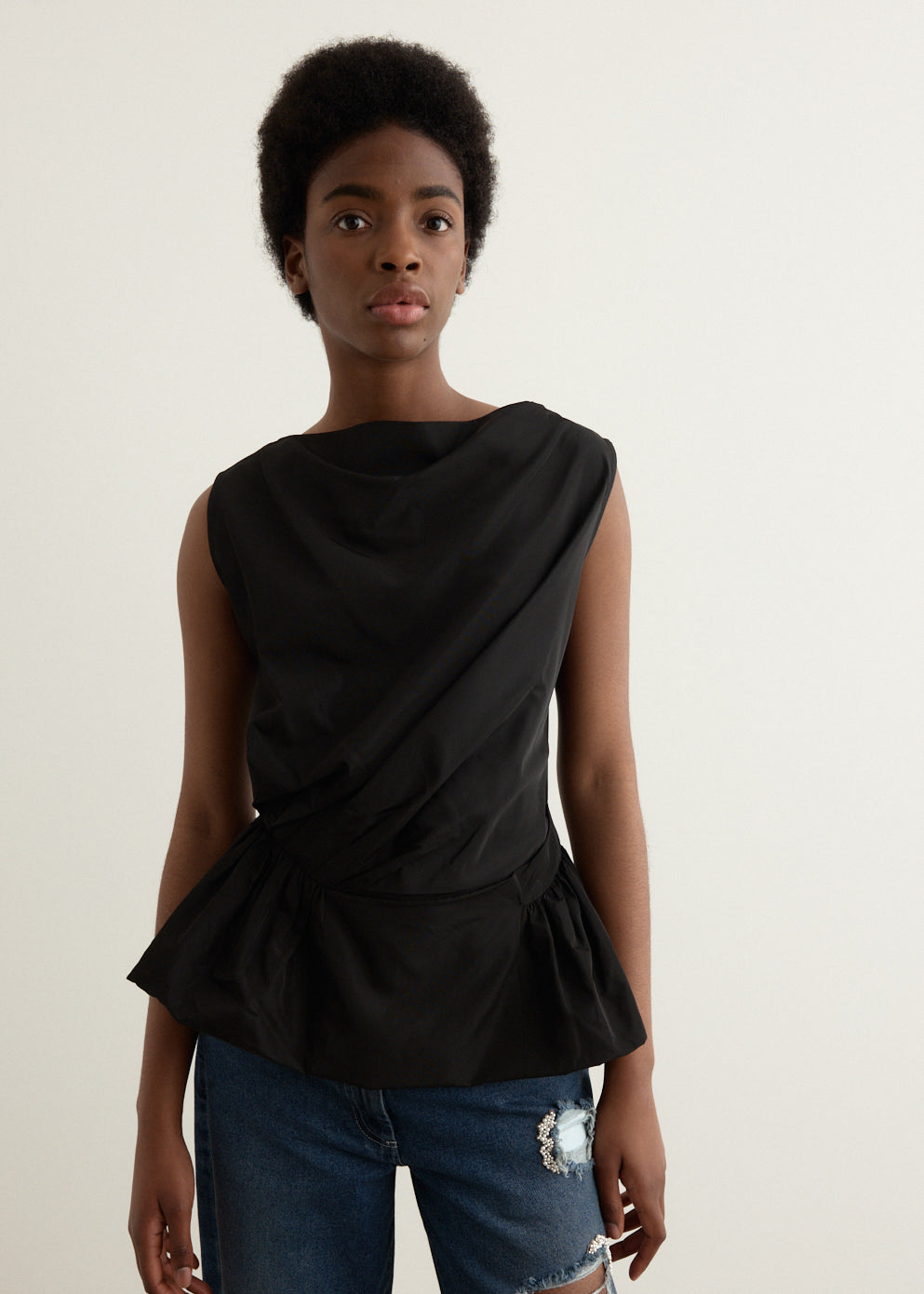 Draped Bind Peplum Top