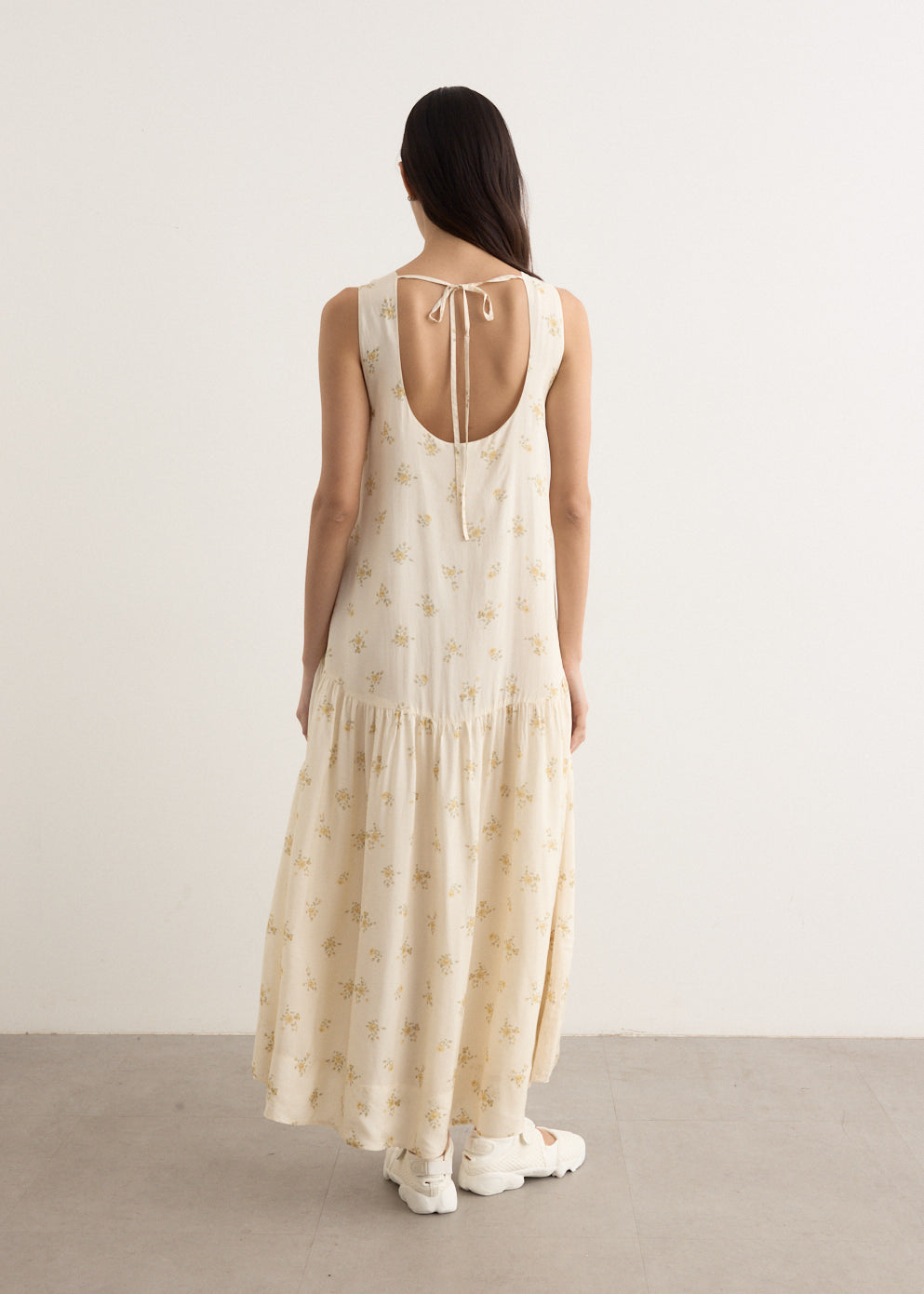 Printed Viscose Habotai Long Dress