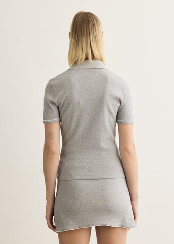 Light Ribbed Jersey Polo T-Shirt