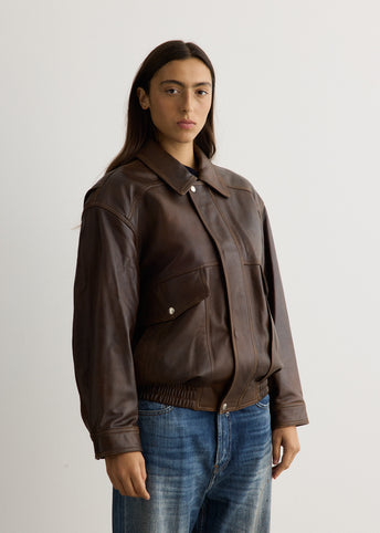 Unisex Oversized Vintage Leather Blouson