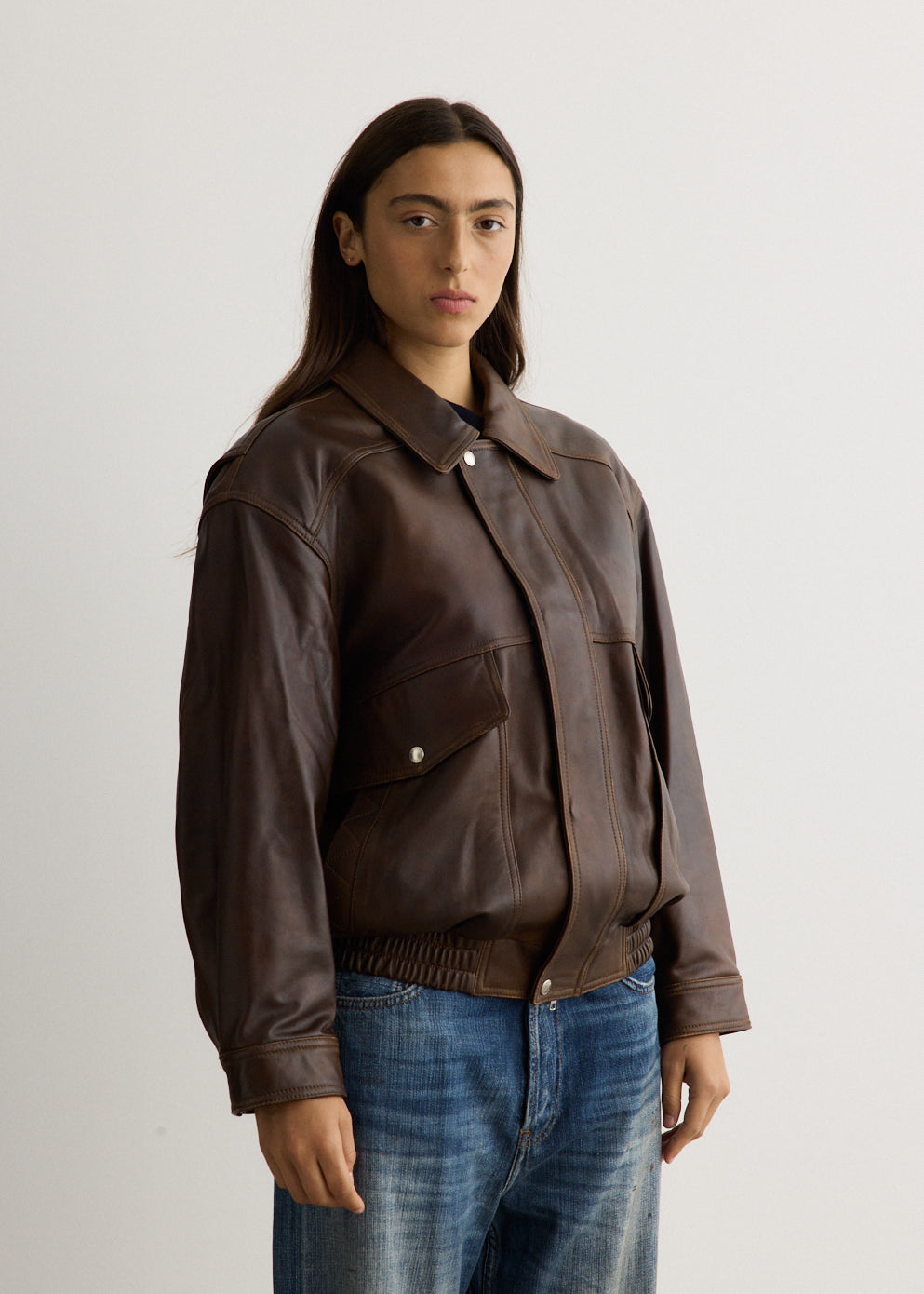 Unisex Oversized Vintage Leather Blouson