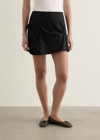 Nylon Tuck Detail Mini Skirt