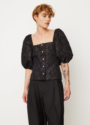 Stretch Jacquard Fitted Blouse
