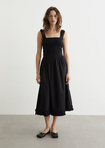 black smock midi dress Cotton Poplin Midi Strap Smock Dress black smock midi dress Cotton Poplin Midi Strap Smock Dress