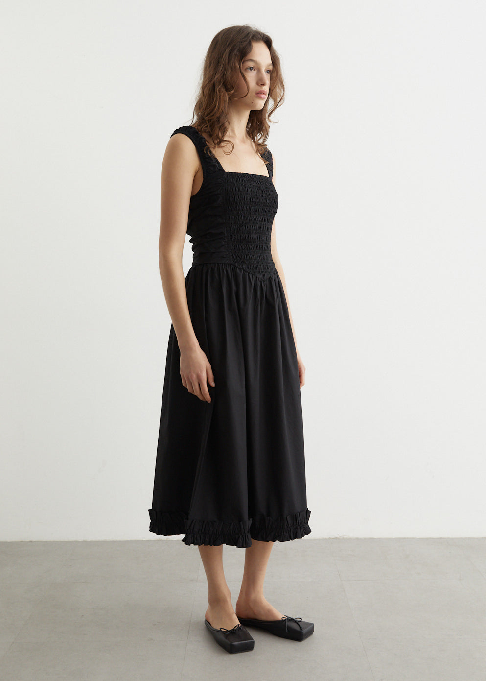 Cotton Poplin Midi Strap Smock Dress Cotton Poplin Midi Strap Smock Dress