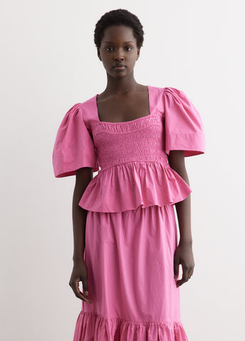 Open-Neck Smock Blouse