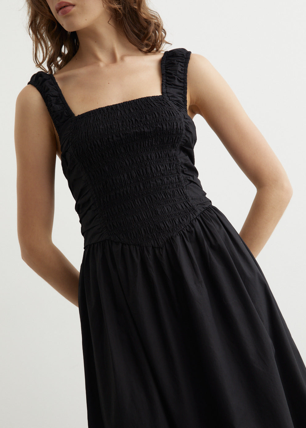 Cotton Poplin Midi Strap Smock Dress Cotton Poplin Midi Strap Smock Dress