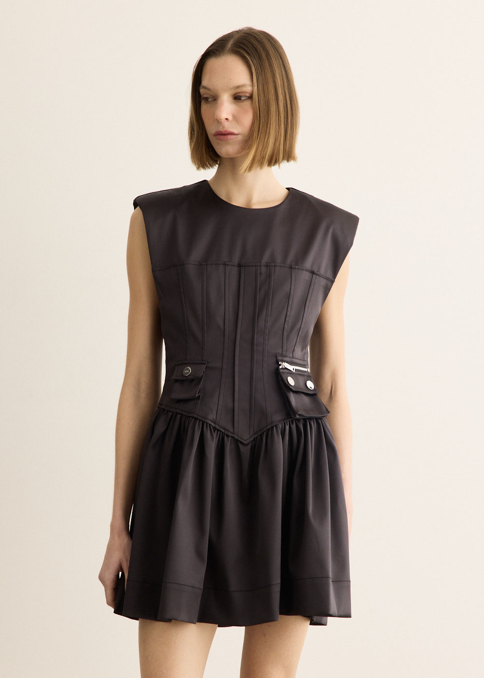 Double Satin Corset Mini Dress