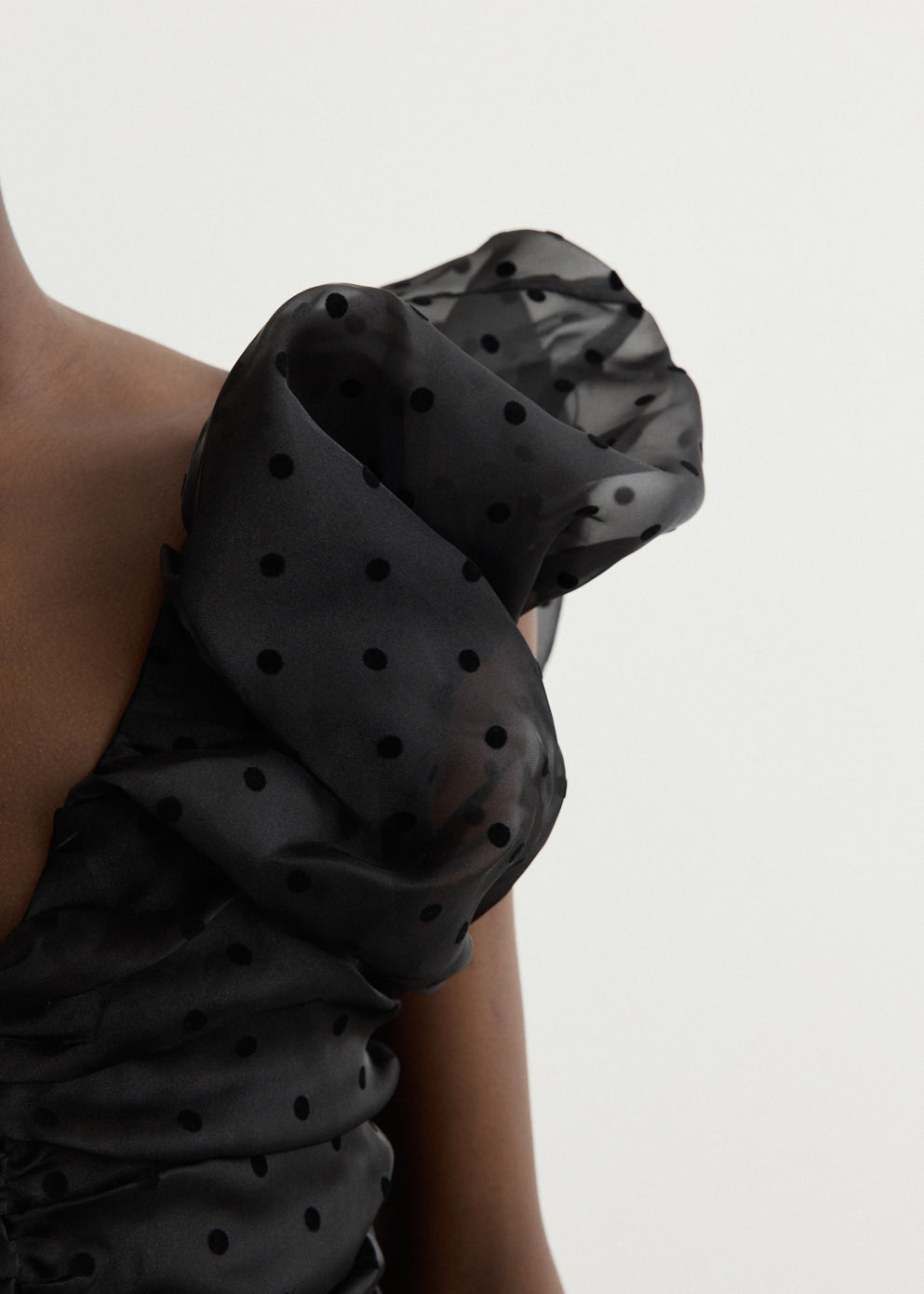 Black Organza Ruched Dress