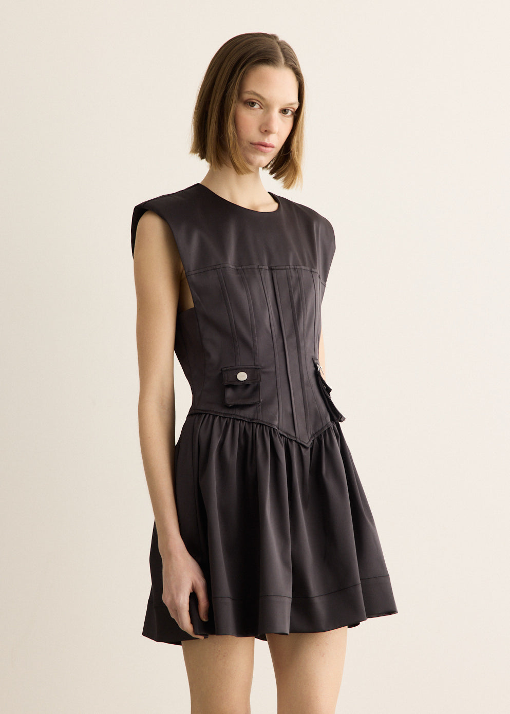 Double Satin Corset Mini Dress