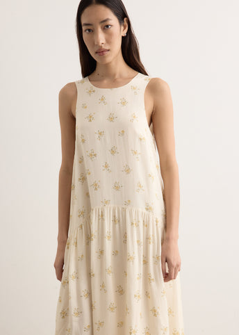 Printed Viscose Habotai Long Dress